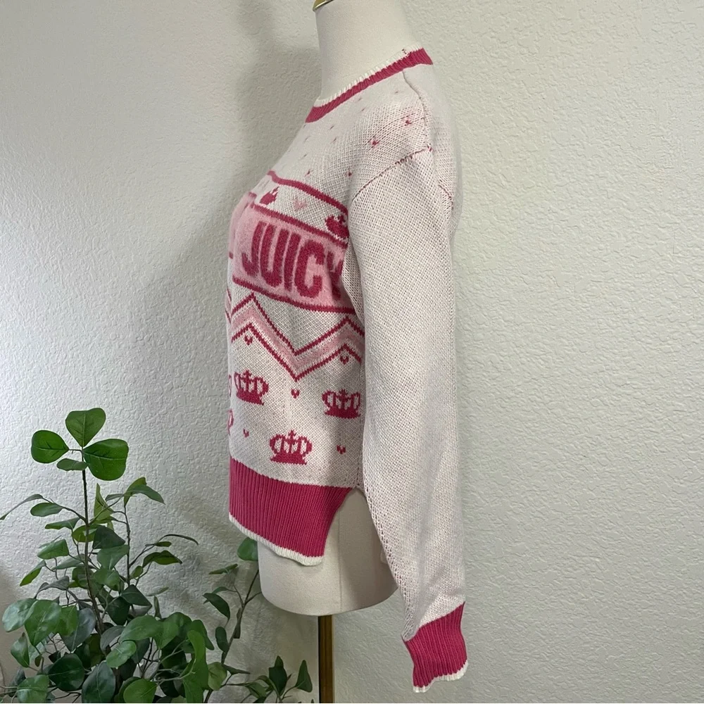 Juicy Couture Pink Crown Logo Knit Sweater